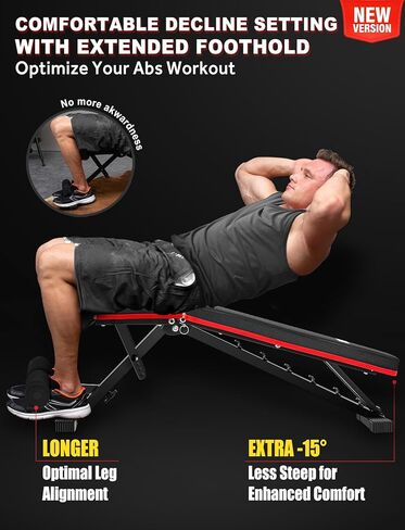 LINODI Adjustable Weight Bench for Home Gym，Foldable Incline Decline Flat Workout Bench for Full Body Strength Training, Dumbbell Press & Ab Exercises in Saudi Arabia