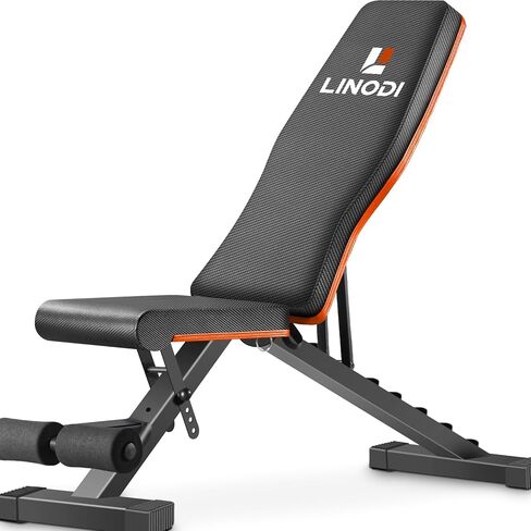 LINODI Adjustable Weight Bench for Home Gym，Foldable Incline Decline Flat Workout Bench for Full Body Strength Training, Dumbbell Press & Ab Exercises in Saudi Arabia