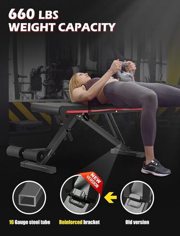 LINODI Adjustable Weight Bench for Home Gym，Foldable Incline Decline Flat Workout Bench for Full Body Strength Training, Dumbbell Press & Ab Exercises in Saudi Arabia
