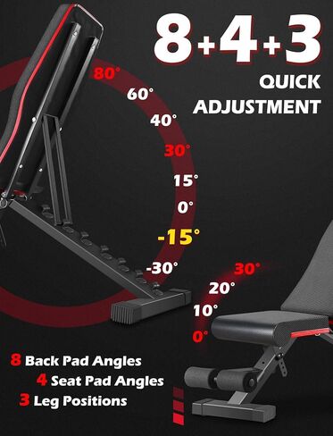 LINODI Adjustable Weight Bench for Home Gym，Foldable Incline Decline Flat Workout Bench for Full Body Strength Training, Dumbbell Press & Ab Exercises in Saudi Arabia