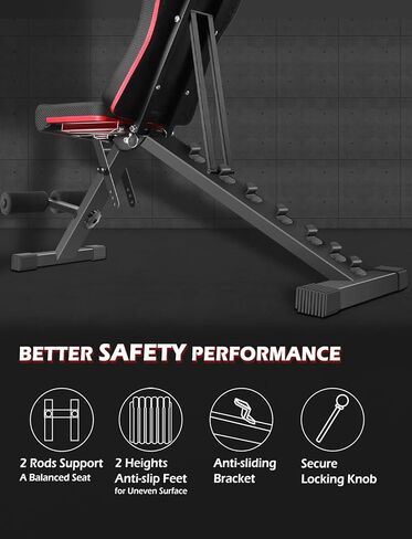 LINODI Adjustable Weight Bench for Home Gym，Foldable Incline Decline Flat Workout Bench for Full Body Strength Training, Dumbbell Press & Ab Exercises in Saudi Arabia