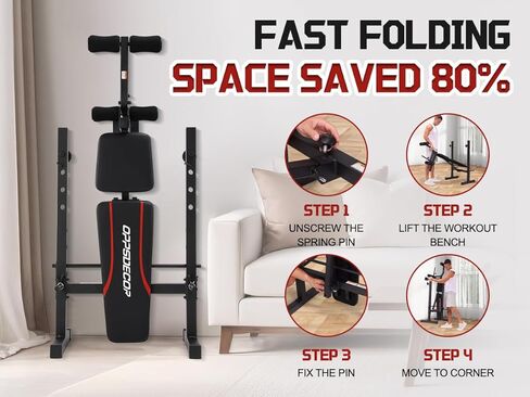 OPPSDECOR Multi-Function Weight Bench Set with Squat Rack Leg Extension & Leg Curl Adjustable Workout Bench for Full Body Fitness Foldable Flat/Incline/Decline Upgrade Bench Press for Home Gym in Kuwait