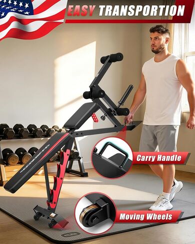 OPPSDECOR 1200LBS Workout Bench with Leg Extension/Leg Curl, Adjustable Weight Bench for Home Gym, Heavy Duty Workout Bench for Full Body Workouts, Incline/Flat Bench Press Set for Strength Training in Kuwait