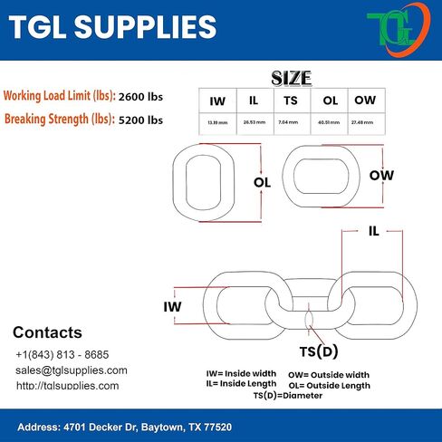 1/4 Chain G43 High Quality Alloy Steel with 2600 lb. Working Capacity and 5200 lb. Breaking Strength (1/4" G43 (1.05 Inch x 0.52 Inch), 200 Feet) in Saudi Arabia