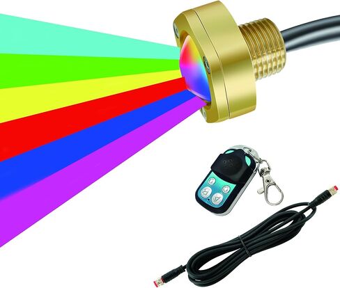 RGBW Standard 1/2" NPT Boat Drain Plug Lights with a 1.5m Extension Cord, IP68 Underwater LED Trailer Lights with APP& RF Control for Boat Pool Yacht Fishing, with The Smart Cooling Systen in Kuwait