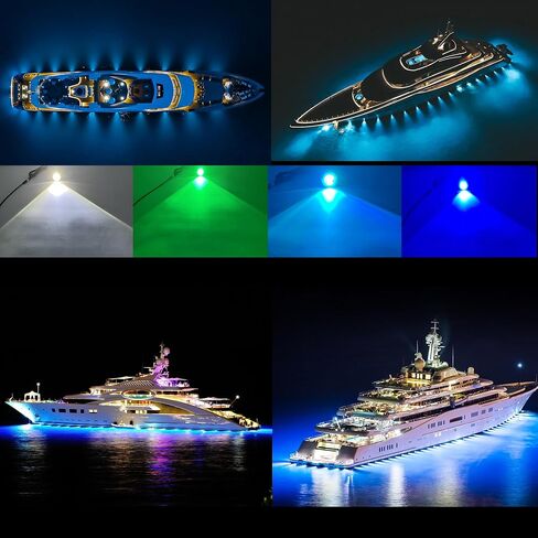 RGBW Standard 1/2" NPT Boat Drain Plug Lights with a 1.5m Extension Cord, IP68 Underwater LED Trailer Lights with APP& RF Control for Boat Pool Yacht Fishing, with The Smart Cooling Systen in Kuwait