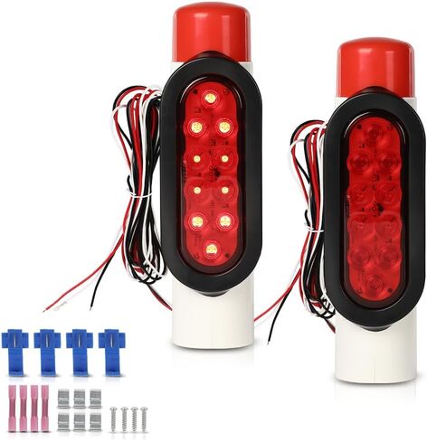 PIT66 LED قارب مقطورة دليل على أضواء دليل الأنابيب يصلح ل 2 "PVC (2-3 / 8" OD) دليل على عمود مقطورة القارب، قارب صيد قارب التزلج in Saudi Arabia