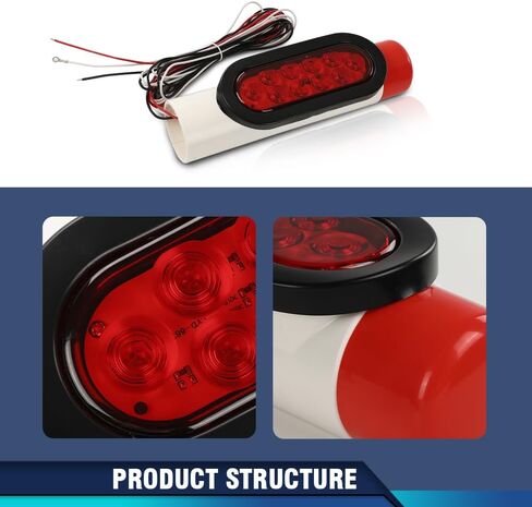 PIT66 LED قارب مقطورة دليل على أضواء دليل الأنابيب يصلح ل 2 "PVC (2-3 / 8" OD) دليل على عمود مقطورة القارب، قارب صيد قارب التزلج in Saudi Arabia