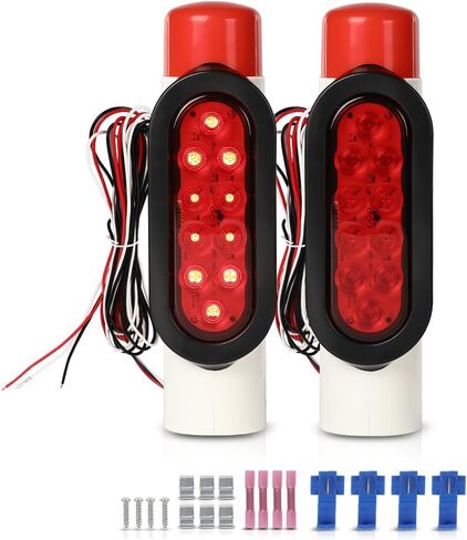 LQI LED Boat Trailer Guide-On Post Pipe Guide Lights Fit for Standard 2" PVC for Guide ons Post Sealed Submersible Turn Signal Brake Marker Reverse in Saudi Arabia
