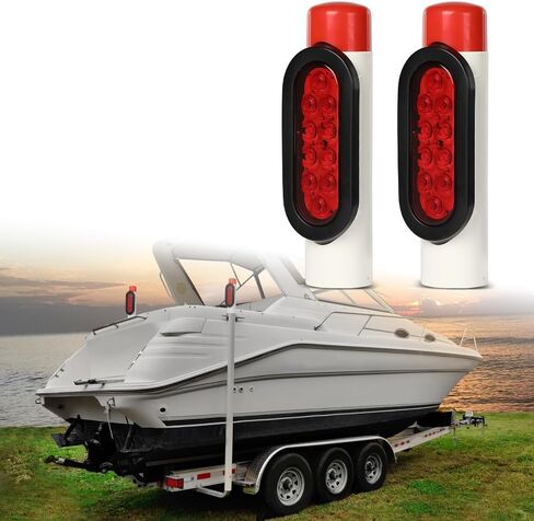 LQI LED Boat Trailer Guide-On Post Pipe Guide Lights Fit for Standard 2" PVC for Guide ons Post Sealed Submersible Turn Signal Brake Marker Reverse in Saudi Arabia