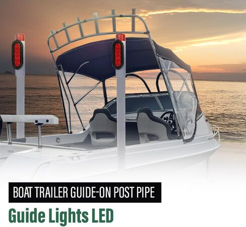 LQI LED Boat Trailer Guide-On Post Pipe Guide Lights Fit for Standard 2" PVC for Guide ons Post Sealed Submersible Turn Signal Brake Marker Reverse in Saudi Arabia