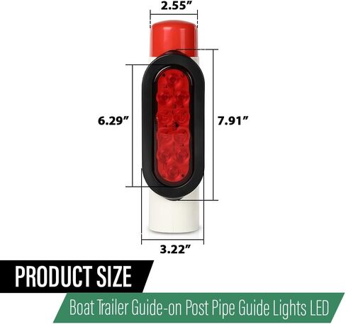 LQI LED Boat Trailer Guide-On Post Pipe Guide Lights Fit for Standard 2" PVC for Guide ons Post Sealed Submersible Turn Signal Brake Marker Reverse in Saudi Arabia
