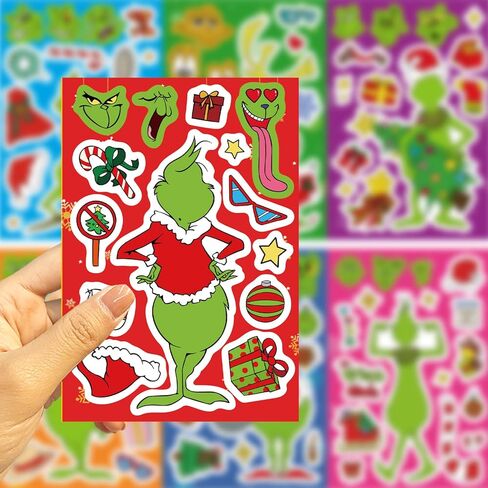 16 ورقة صنع ملصقات الوجه للأطفال الفتيات ، وفضل حفلات عيد الميلاد ، ومختلطة ومطابقة مع 8 ملصقات التصميمات لتكافؤ الحفلات فئة التفاعل بين الوالدين والطفل in Kuwait