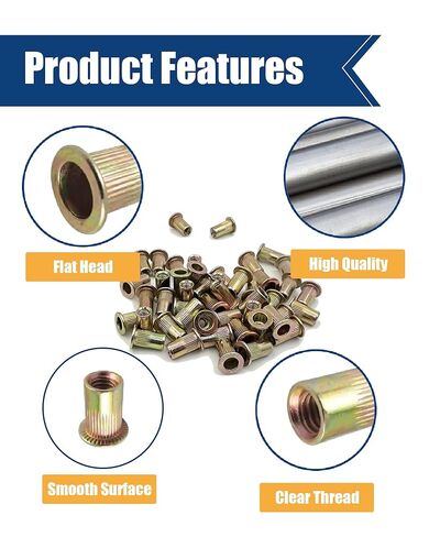 SAE Rivet Nut Assortment Kit 505Pcs Galvanized 6-32 8-32 10-24 1/4-20 3/8-16 5/16-18 1/2-13 Carbon Steel Rivet nut Threads Inserts Nutsert in Saudi Arabia