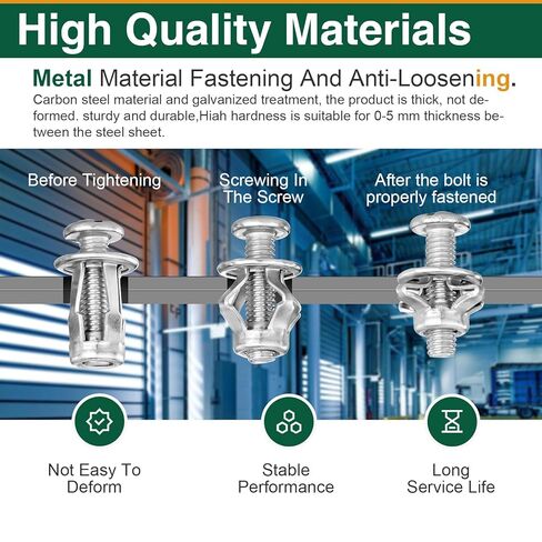 50Pcs Petal Expansion Bolt, Carbon Steel Jack Nuts for Drywall, Plasterboard, and Tile, M4/M5/M6/M8 in Kuwait