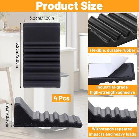 4Pcs Trash Can Wall Protector Behind Trash Can - Door Stoppers Wall Protector Silicone Bumper Guards - No Drill Trashs Cans Bumpers Garbage Cans Lock for Kitchen and Office Floor & Walls Guard in Saudi Arabia