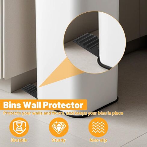 4Pcs Trash Can Wall Protector Behind Trash Can - Door Stoppers Wall Protector Silicone Bumper Guards - No Drill Trashs Cans Bumpers Garbage Cans Lock for Kitchen and Office Floor & Walls Guard in Saudi Arabia