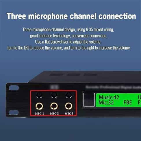 COYEUX X5 Karaoke Professional Digital Audio Processor, DSP Digital Reverberation Anti-Howling, Support 5.1 Channel Output, 3 Microphone Channel, for Speaker, Stage, Performance in Saudi Arabia