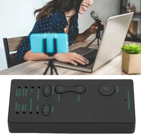 مغير صوت محمول، 4 تأثيرات صوتية 4 تغييرات صوتية مع واجهة 3.5 ملم قابلة لإعادة الشحن عبر USB للهواتف الذكية وأجهزة الكمبيوتر اللوحية والبث المباشر للألعاب in Saudi Arabia