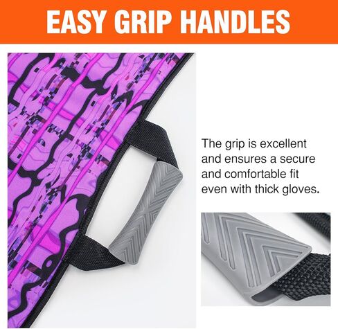 زلاجة ثلجية قابلة للطي مقاس 45 بوصة × 18 بوصة، محمولة وخفيفة الوزن، قوية ومتينة، خياطة قماشية متينة، مقابض مع توجيه، تناسب طفلين أو شخص بالغ، هدية ممتعة للأطفال في فصل الشتاء (وردي) in Kuwait