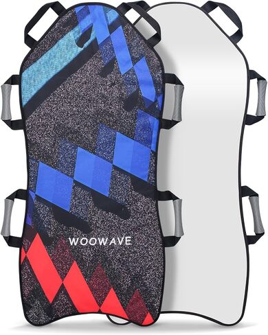 WOOWAVE 45"×18" Foldable Snow Sled，Fits 2 Children or 1 Adult，Ultra Portable, Strong and Durable, Sturdy Fabric Stitching, Handles with Steering，Kid's Winter Fun（Black ） in Kuwait