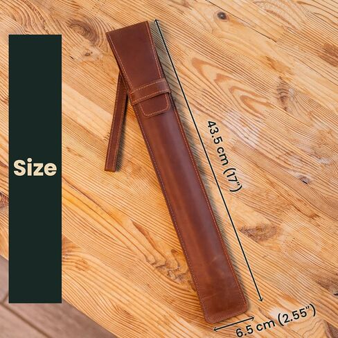 Full-Grain Leather Drumstick Case – Single-Pair Stick Holder with Flap Closure, Wrist Strap & Carabiner – Fits 7A/5A/5B (Max 16.7" Sticks) – Handmade Pouch for Drummers & Percussionists, Warm Brown in Saudi Arabia