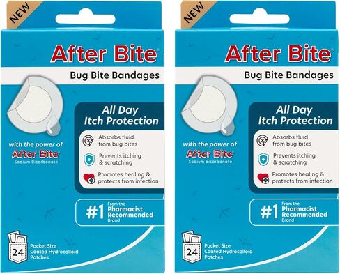 ضمادات عض الحشرات بعد العض - ضمادات لدغات الحشرات مع بيكربونات الصوديوم - حماية من الحكة طوال اليوم - 24 قيراط (عبوتان) in Kuwait