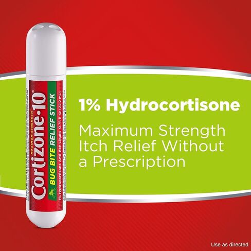 كورتيزون-10 أقصى قوة لتخفيف الحكة، عصا تخفيف لدغات الحشرات 1% هيدروكورتيزون، سريع المفعول، سائل مضاد للحكة لدغات الحشرات، الطفح الجلدي، الأكزيما، الصدفية، اللبلاب السام، البلوط، السماق، 75 أونصة سائلة. أونصة، 4 قطع in Kuwait