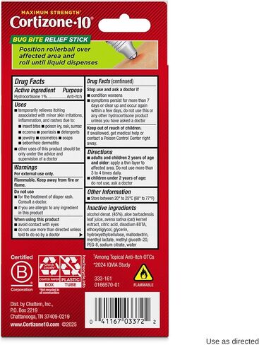 كورتيزون-10 أقصى قوة لتخفيف الحكة، عصا تخفيف لدغات الحشرات 1% هيدروكورتيزون، سريع المفعول، سائل مضاد للحكة لدغات الحشرات، الطفح الجلدي، الأكزيما، الصدفية، اللبلاب السام، البلوط، السماق، 75 أونصة سائلة. أونصة، 4 قطع in Kuwait