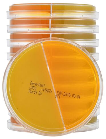 Derm-Duet، RSM/DTM، وسط اختبار التبوغ السريع/وسط اختبار الفطريات الجلدية، صفيحة ثنائية 15 × 100 مم، اطلب حسب العبوة المكونة من 10 قطع، من شركة Hardy Diagnostics in Kuwait