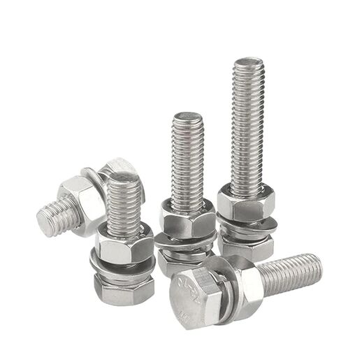 Fixed Bolts, 4 In1 Set Full Thread External Hexagon Screw Nut Flat Washer Spring Gasket Combination Bolt 2sets M10 M12(45mm,M12 (2Sets)) in Saudi Arabia