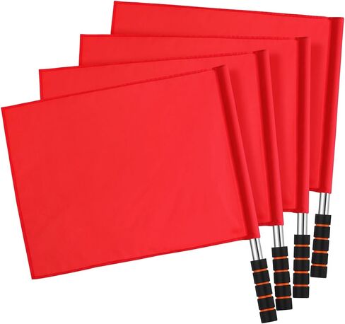 Totority Referee Flags 4 Pcs with Durable Stainless Steel Rods and Comfortable Sponge Handles High Visibility Red Signal Flags for Soccer Volleyball Football Officiating Training and Competition Use in Saudi Arabia