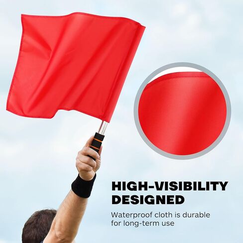 Totority Referee Flags 4 Pcs with Durable Stainless Steel Rods and Comfortable Sponge Handles High Visibility Red Signal Flags for Soccer Volleyball Football Officiating Training and Competition Use in Saudi Arabia