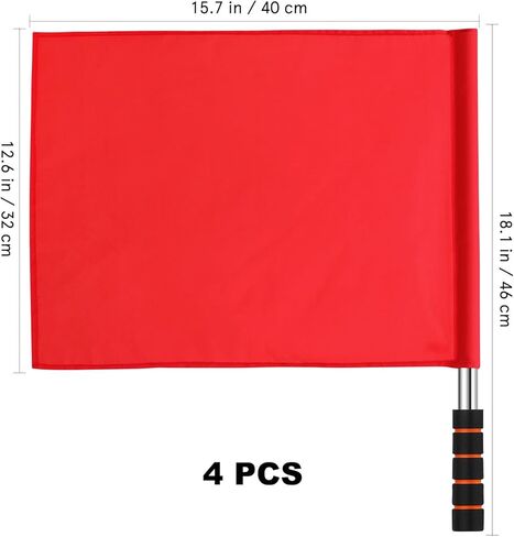 Totority Referee Flags 4 Pcs with Durable Stainless Steel Rods and Comfortable Sponge Handles High Visibility Red Signal Flags for Soccer Volleyball Football Officiating Training and Competition Use in Saudi Arabia