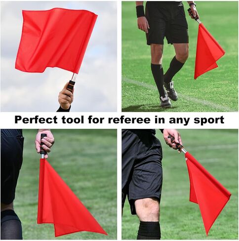 Totority Referee Flags 4 Pcs with Durable Stainless Steel Rods and Comfortable Sponge Handles High Visibility Red Signal Flags for Soccer Volleyball Football Officiating Training and Competition Use in Saudi Arabia