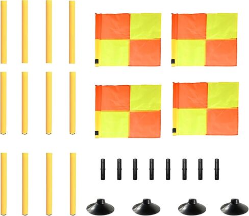 أعلام ركن كرة القدم مع أعمدة خفة الحركة، وأعمدة تدريب قابلة للتعديل مع قاعدة مطاطية وأعلام لممارسة كرة القدم وتدريبات خفة الحركة (4) in Kuwait