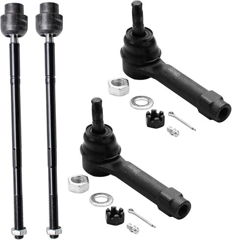 Detroit Axle-4pc قضبان التعادل الأمامية لعام 2004-2013 Chevy Impala 2004-2007 Monte Carlo 1997-2003 Pontiac Grand Prix Inner & Outer Rod end end end in Saudi Arabia