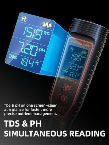 مجموعة أدوات قياس درجة الحموضة الرقمية 5 في 1 من Spider Farmer للمياه، جهاز اختبار ملوحة درجة الحرارة TDS EC مع ATC ​​قابل لإعادة الشحن للنباتات المائية وخزان الأسماك وحوض السمك (IP67 مقاوم للماء) in Kuwait