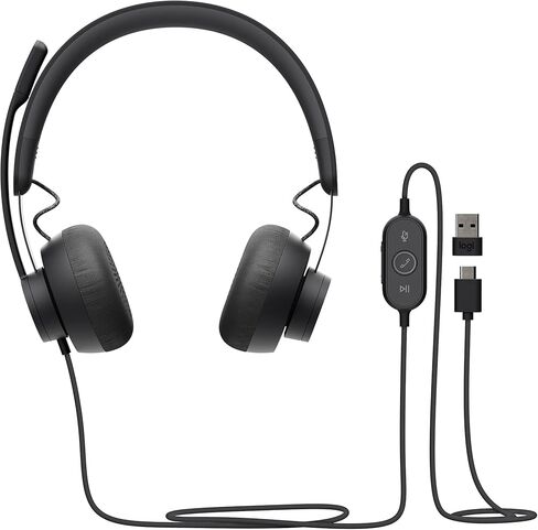 Logitech Zone Wired Noise Cancelling Headset, USB-C with USB-A Adapter - Graphite,Black in Saudi Arabia