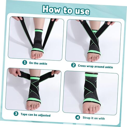 قطعتان من أكمام دعم الكاحل قابلة للتعديل من أجل التواء الكاحل وكرة السلة والكرة الطائرة والجري واليوجا وقابلة للتنفس ومواد مريحة تناسب in Saudi Arabia
