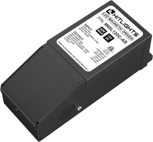 HitLights 300 Watt Dimmable Driver, Magnetic LED Driver- 110V AC-12V DC Transformer, Compatible with Leviton for LED Strip Lights, Constant Voltage LED Products, Made in The USA in Saudi Arabia