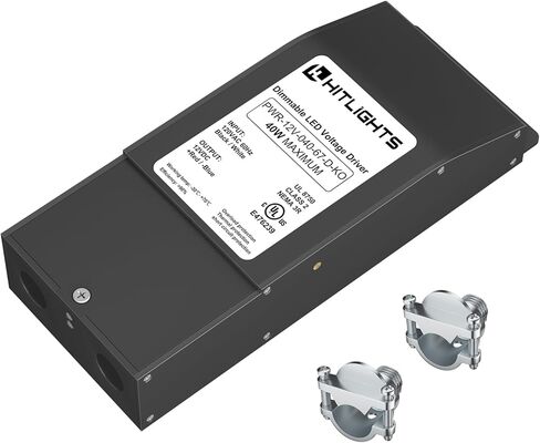 HitLights 300 Watt Dimmable Driver, Magnetic LED Driver- 110V AC-12V DC Transformer, Compatible with Leviton for LED Strip Lights, Constant Voltage LED Products, Made in The USA in Saudi Arabia