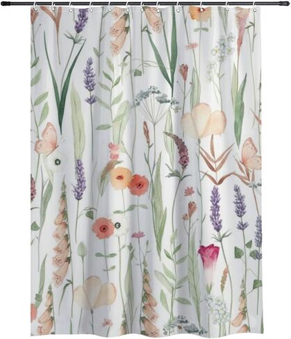 ستارة حمام مطبوعة من Foxglove مع خطافات، ستارة دش كوخ صيفية مقاومة للماء، ستائر دش مضحكة من القماش قابلة للغسل للحمام للديكور العتيق 60 × 72 بوصة in Kuwait