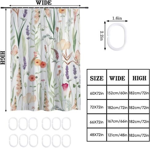 ستارة حمام مطبوعة من Foxglove مع خطافات، ستارة دش كوخ صيفية مقاومة للماء، ستائر دش مضحكة من القماش قابلة للغسل للحمام للديكور العتيق 60 × 72 بوصة in Kuwait