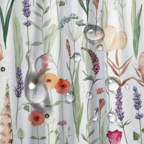 ستارة حمام مطبوعة من Foxglove مع خطافات، ستارة دش كوخ صيفية مقاومة للماء، ستائر دش مضحكة من القماش قابلة للغسل للحمام للديكور العتيق 60 × 72 بوصة in Kuwait