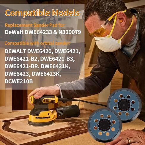 Replacement Sander Pad for Dewalt Sander: 2 Pack 5" 8 Hole Hook and Loop Orbital Sander Pad Replacement for DeWalt DWE6421 6421K DWE6423-4 Screw Holes Sanding Part for DeWalt DWE64233 & N329079 in Saudi Arabia