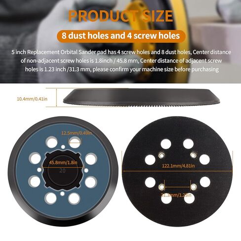 Replacement Sander Pad for Dewalt Sander: 2 Pack 5" 8 Hole Hook and Loop Orbital Sander Pad Replacement for DeWalt DWE6421 6421K DWE6423-4 Screw Holes Sanding Part for DeWalt DWE64233 & N329079 in Saudi Arabia