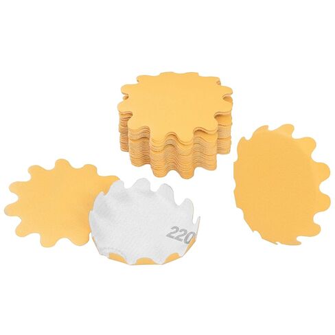 Keystone Flex Edge Gold 2 Inch Hook and Loop Sanding Discs, Wavy Sand Paper for Bowl Sanders and Drill Sanding Attachments, Prevent Shifting, Single Grit - 25 Pack (220 Grit) in Saudi Arabia