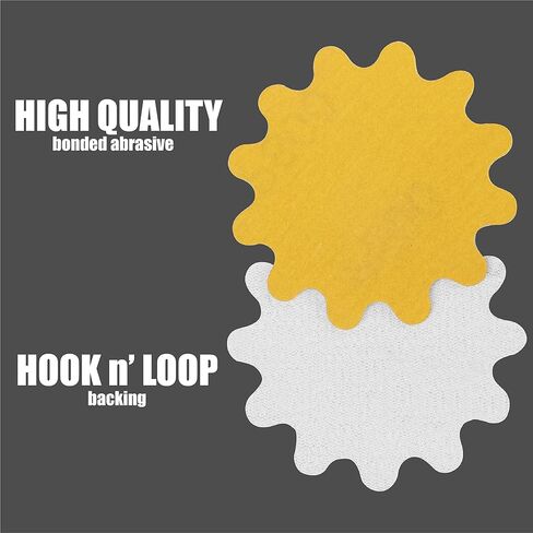 Keystone Flex Edge Gold 2 Inch Hook and Loop Sanding Discs, Wavy Sand Paper for Bowl Sanders and Drill Sanding Attachments, Prevent Shifting, Single Grit - 25 Pack (220 Grit) in Saudi Arabia