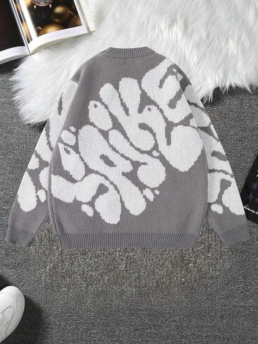 1 Piece Clothing Girls Knit Sweater, Light Gray, Casual Fashion Warm Autumn Winter Pullover for Teen Girls in Saudi Arabia